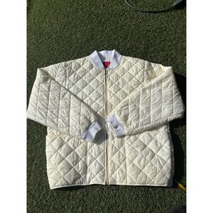 South Pole Quilted Bomber Jacket Cream White Casual Streetwear Size M